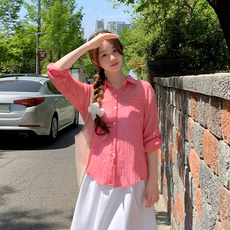 라니아 썸머 루즈핏 롤업 긴팔 셔츠 bs8200 - 상세 이미지 3