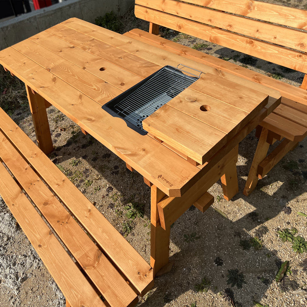 야외테이블세트 피크닉야외용 테라스편의점 정원 4인 분리형 도토리