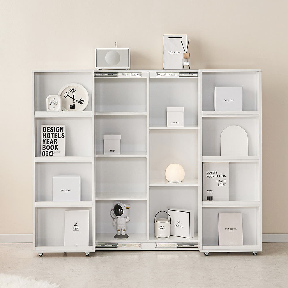 나스카 슬라이딩 수납장 폭좁은 슬라이드 거실 베란다 팬트리장 800x380x1205mm, 4단, 화이트 - 상세 이미지 2