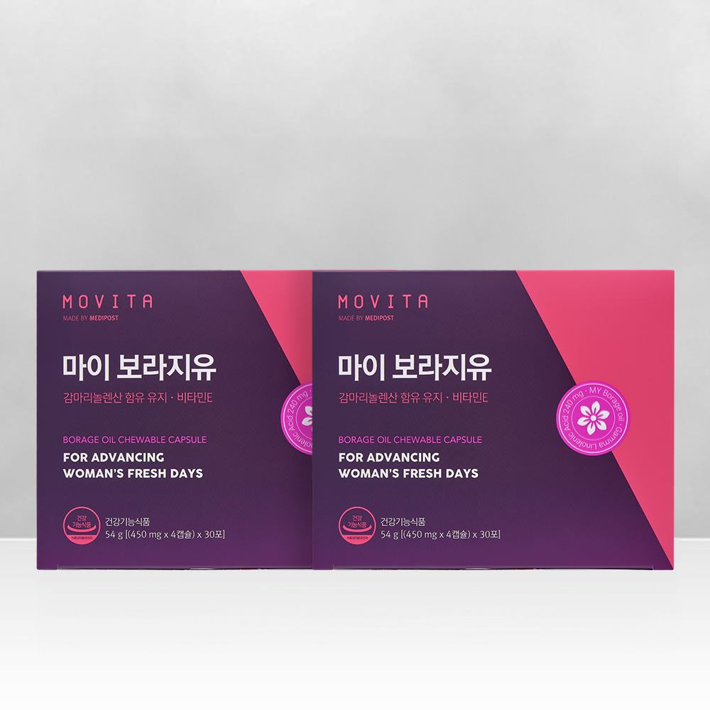 모비타 마이 보라지유 감마리놀렌산 PMS 피부면역 여성 영양제 30일분 120캡슐, 2개 - 상품 이미지
