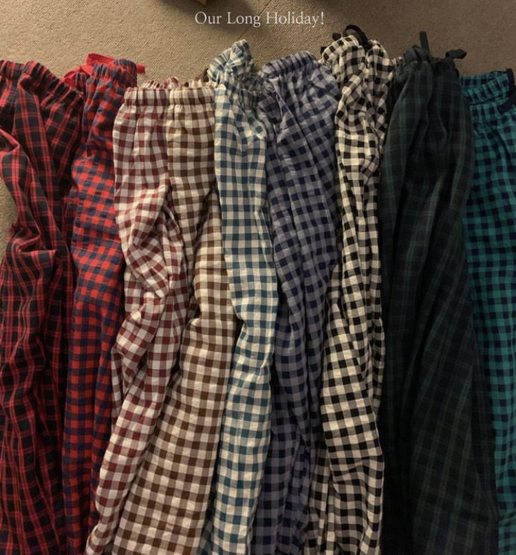 [건조기가능] 빅사이즈잠옷바지 3XL 체크 남성 커플 면 국산 파자마바지 제품 이미지