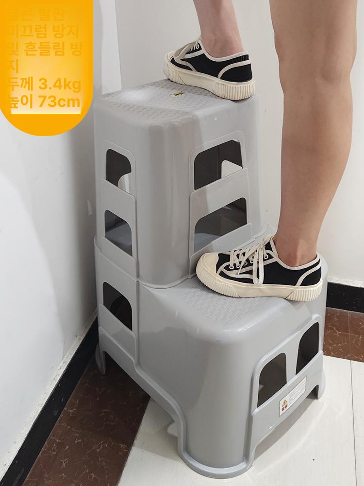 세차 플라스틱 계단 발받침 스툴 세차장 캠핑용 발판 발받침대 73CM 회색 - 상세 이미지 2