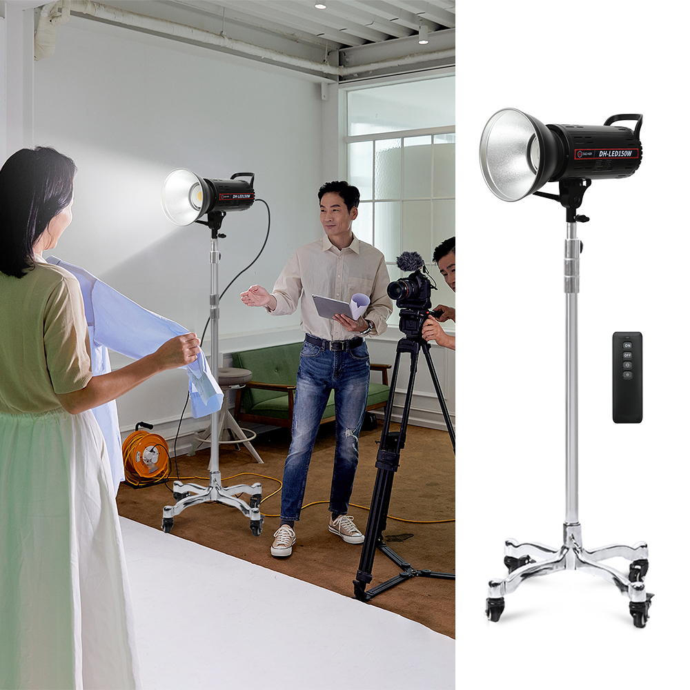 유튜브 촬영 지속광 조명 1인 개인 방송 카메라 장비 이동식 조명 삼각대 썬빔 150W