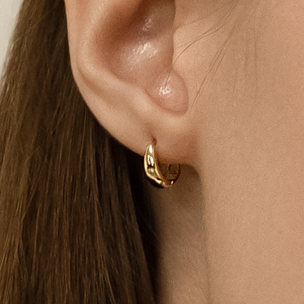 14k 페브 볼드 물방울 원터치 링 귀걸이