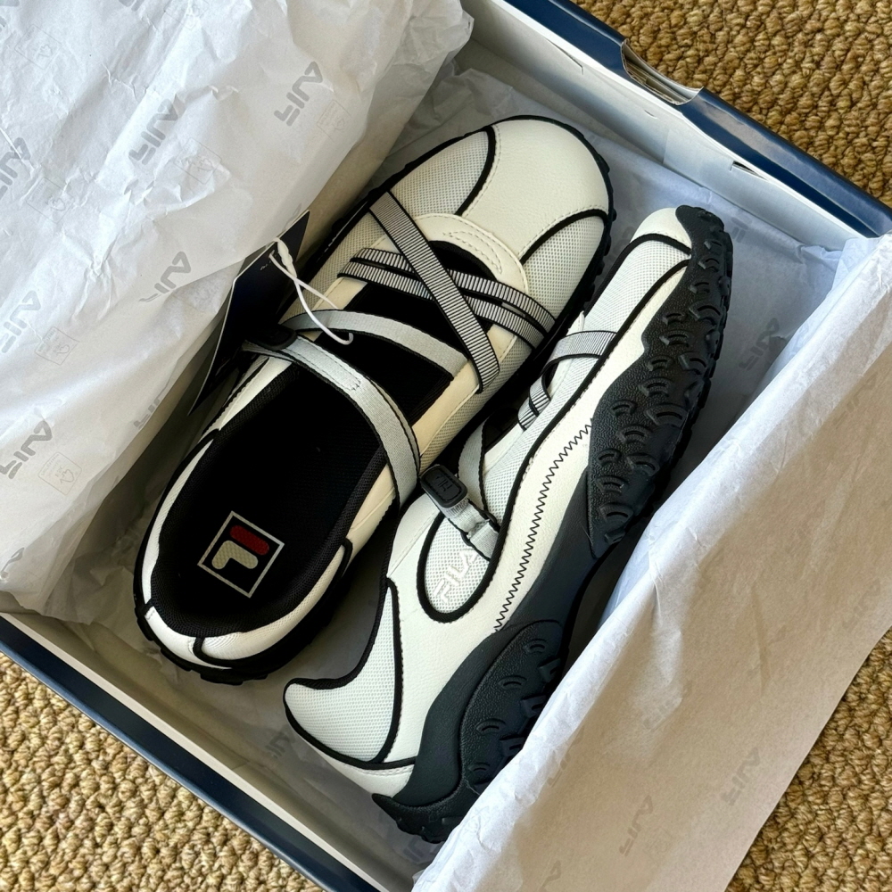 FILA 휠라 PEBBLE 메리제인 발레 슈즈 샌들 화이트 블랙 이미지 8