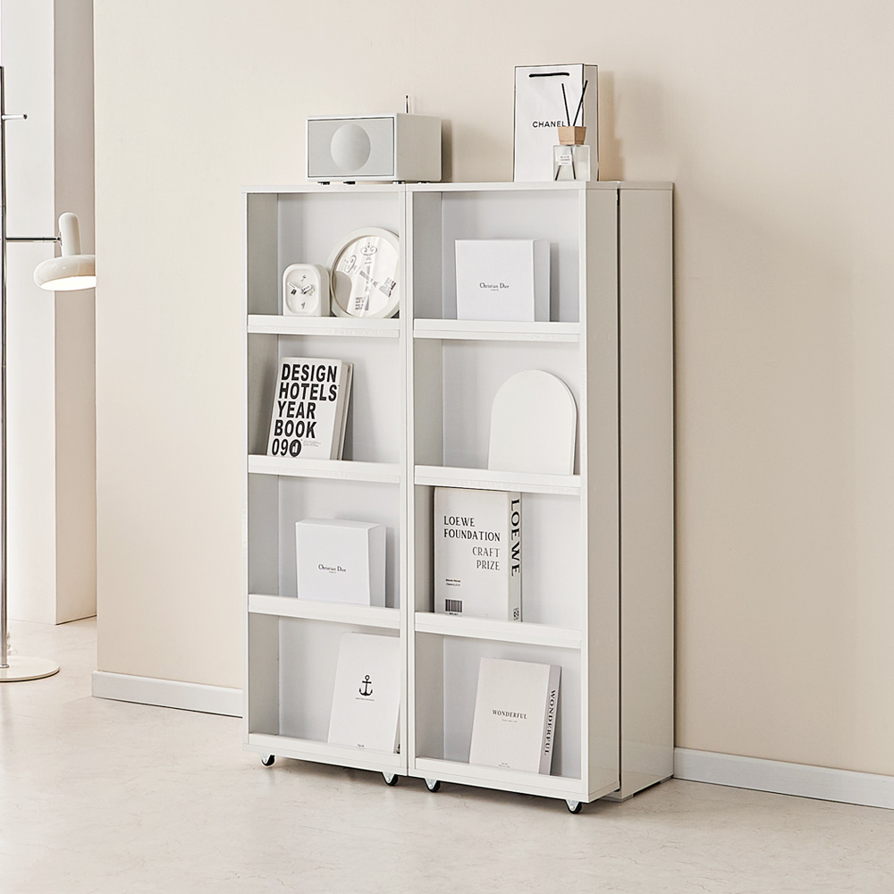 나스카 슬라이딩 수납장 폭좁은 슬라이드 거실 베란다 팬트리장 800x380x1205mm, 4단, 화이트 - 상품 이미지