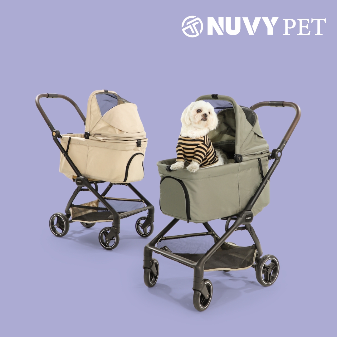오토폴딩 강아지유모차 NUVY 누비 펫유모차 가벼운 개모차 애견 노견산책 샌드베이지, FREE(One size)