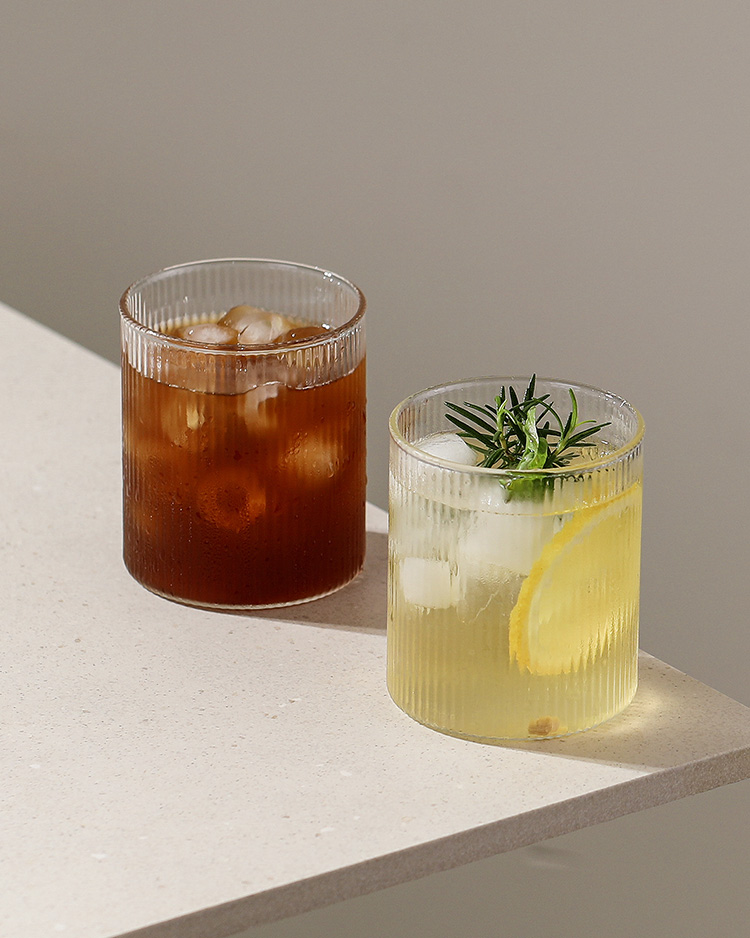 [N배송] 잔플리츠 홈카페 아이스커피 일자 내열유리컵 300ml 4P