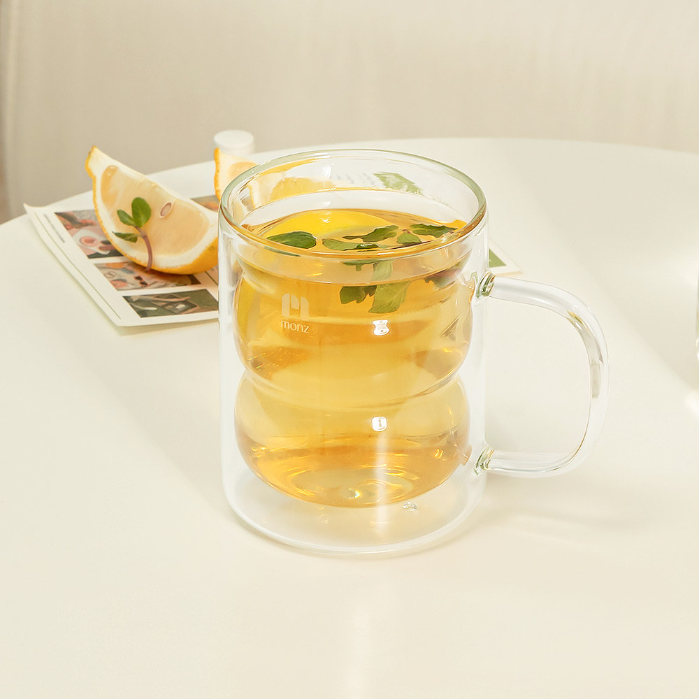 몬즈 더블월 내열유리 이중컵 누볼라 M 330ml 1개+1개