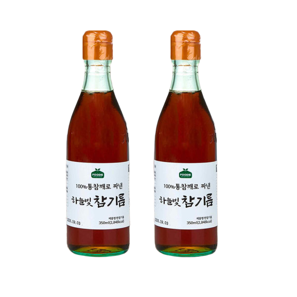 국내 가공 100% 통참깨로 진하게 짠 하늘빛 참기름 350ml+350ml : HYEJA MART