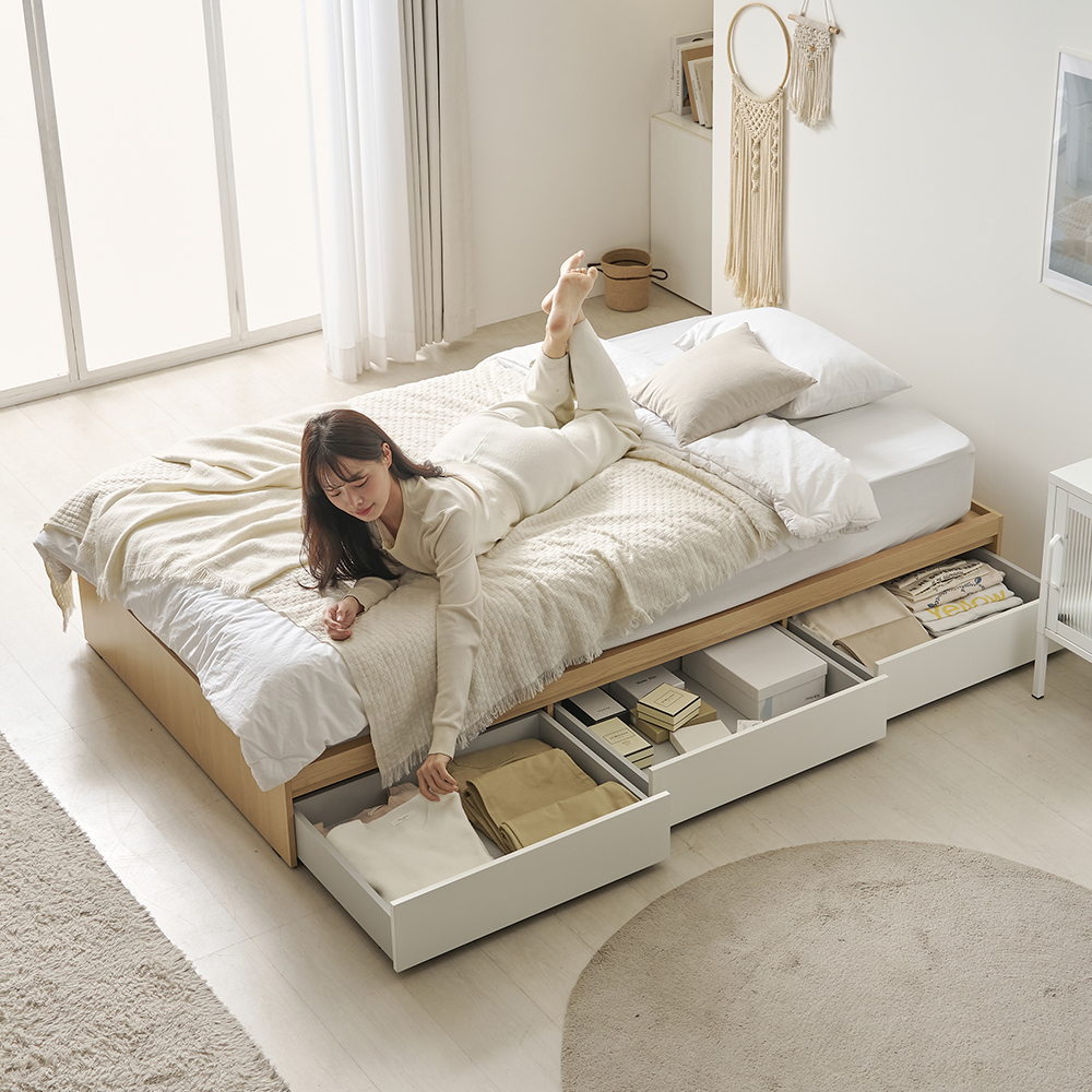 보니애가구 수납침대 에이바 슈퍼싱글침대 평상형 침대 매트리스 포함 SS