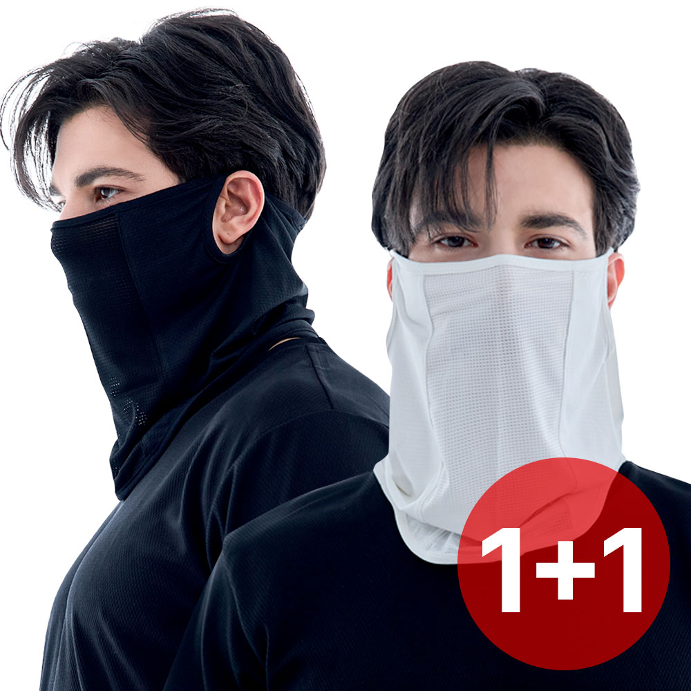남여 공용 자외선 차단 쿨 마스크 2매세트 햇빛가림 스포츠 골프