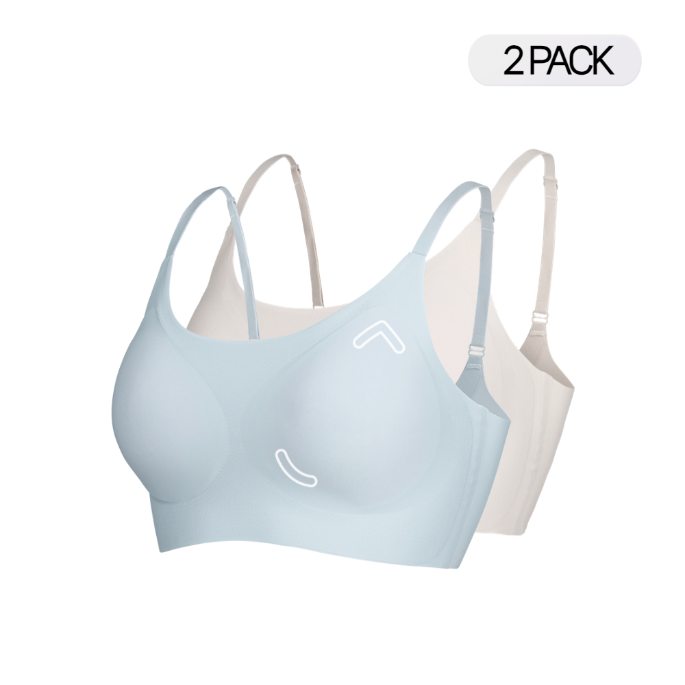 [2pack] 듀오 심리스브라 얇은 어깨끈 편안한 패드일체형 노와이어 브라 2매입 제품 이미지