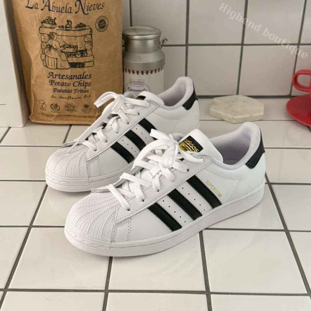 아디다스 슈퍼스타 오리지널 가죽 레더 스니커즈 화이트 블랙, 240
