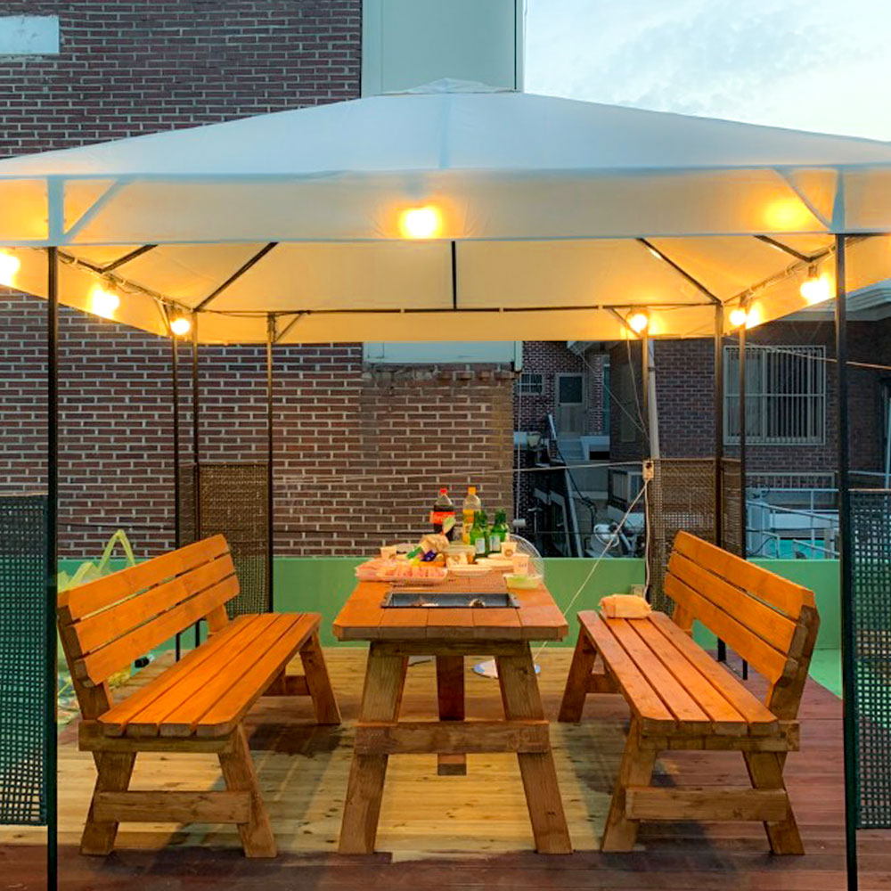 야외테이블세트 피크닉야외용 테라스편의점 정원 4인 분리형 도토리