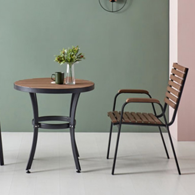 정원 테라스 야외용 원목 테이블 원형 원목 야외 테이블 세트