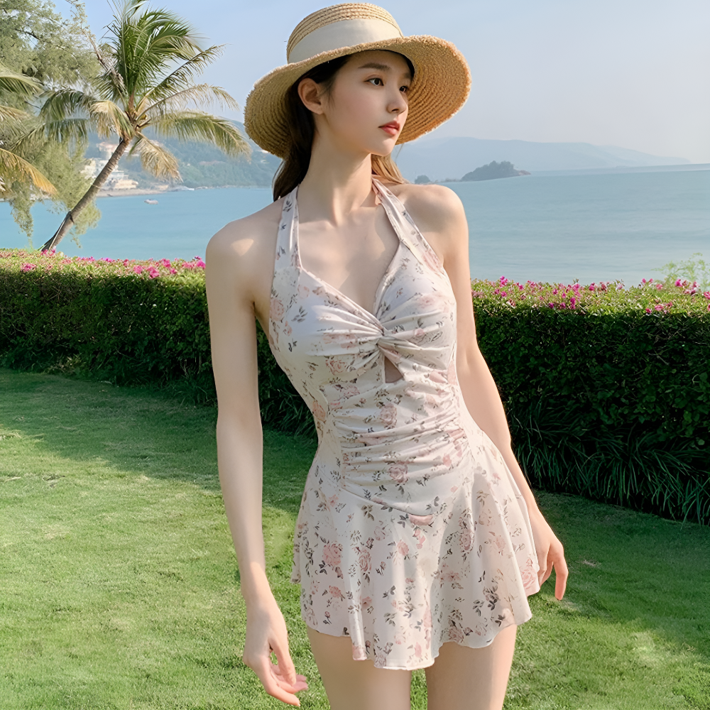 다낭수영복 나트랑 발리 풀빌라 원피스형 홀터넥 리조트 모노키니 - 메인 이미지