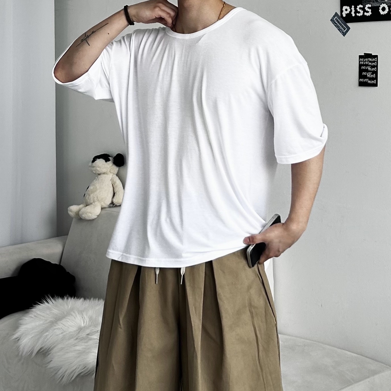 남자유넥반팔 어깨넓어보이는반팔 헬창옷 헬스오버핏 이미지 7