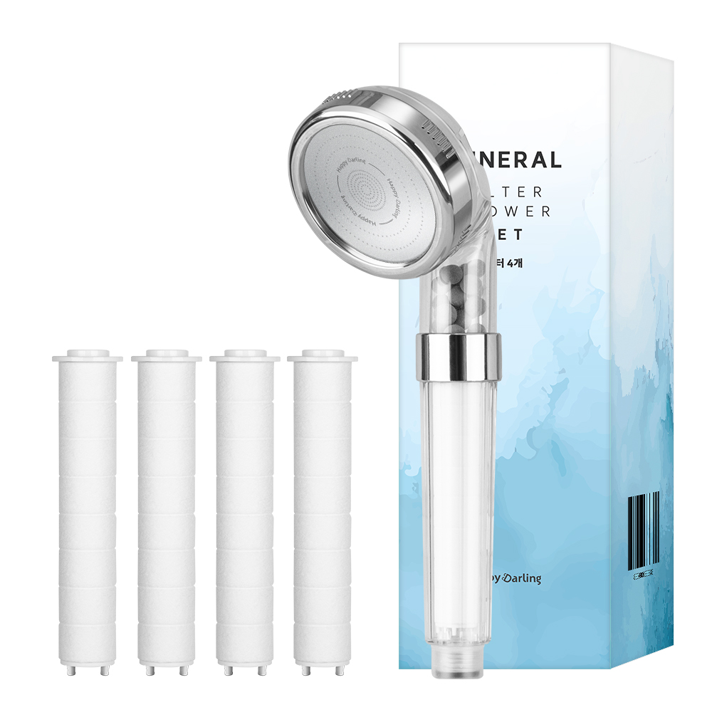 해피달링 미네랄 4단 필터 샤워기 + 필터 4개입