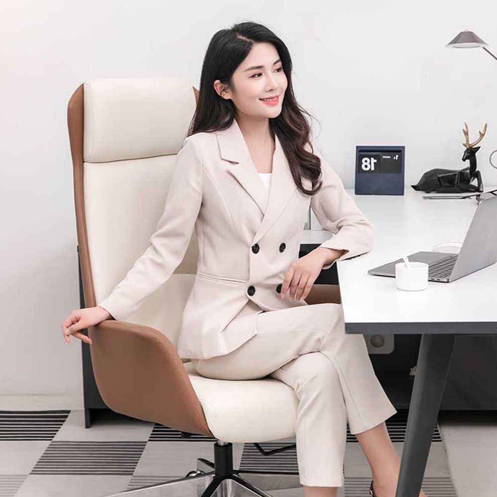 중역 사무용 인체공학 리클라이너 컴퓨터 의자 bying24 브라운+다크커피(고양이발톱) 수정 난간 강철 발 - 상세 이미지 2
