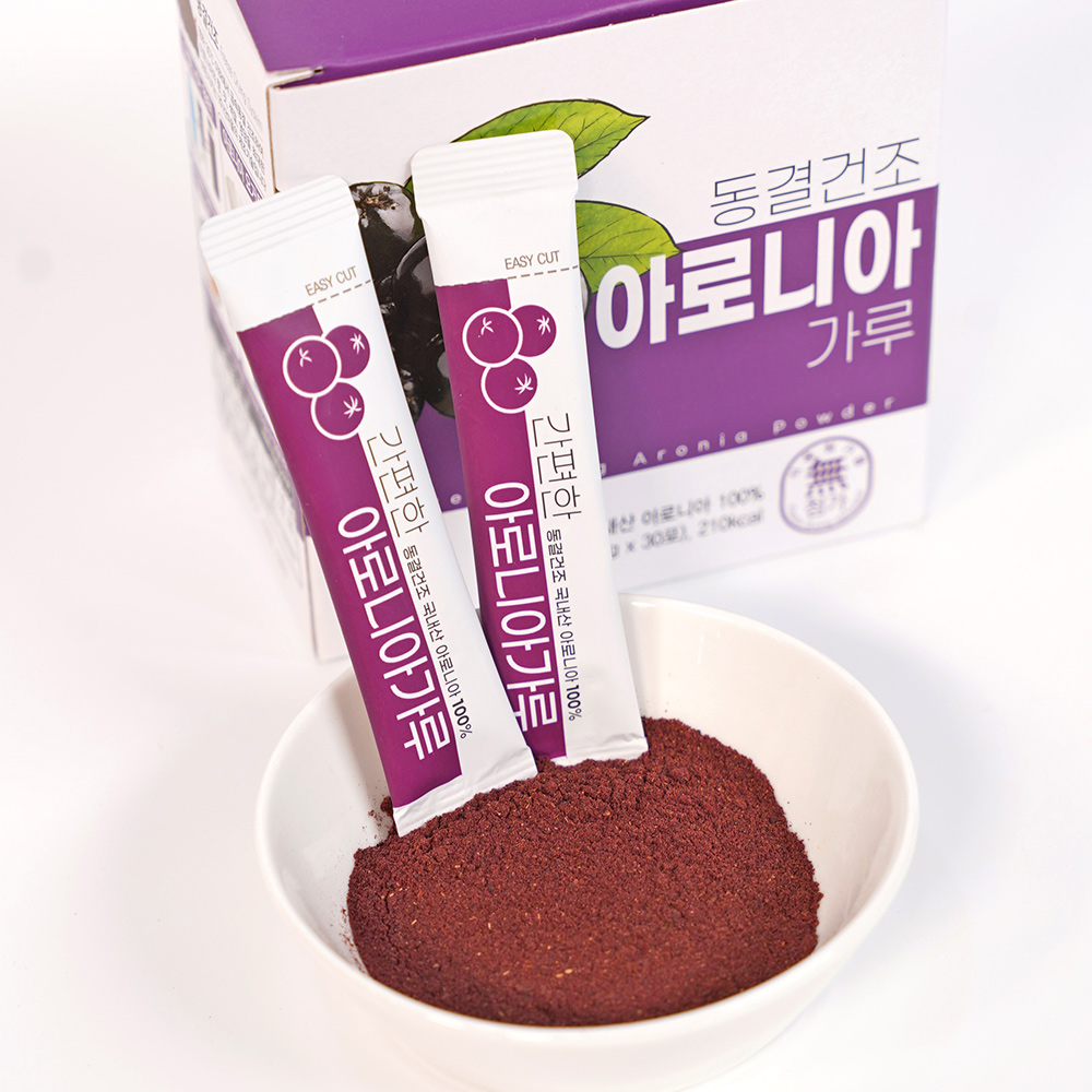 산마을 동결건조 국내산 유기농 아로니아가루 2gX30포 스틱형 분말 - 상세 이미지 5