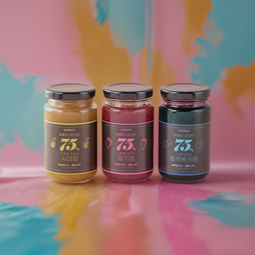 잼민트 75% 고함량 알룰로스 저당 딸기잼 사과 블루베리 270g 2병 세트 - 상품 이미지