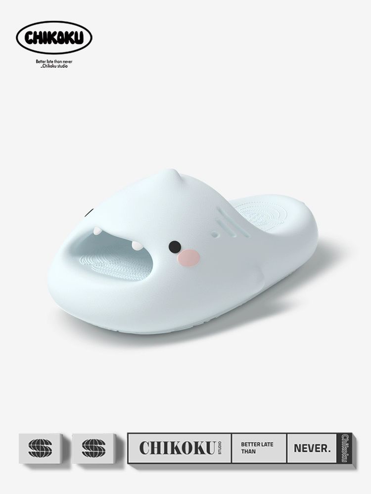 치코쿠 상어 두꺼운 바닥 겨울슬리퍼 편안한 미끄럼 방지 사무실슬리퍼 털슬리퍼 플랫폼 작은 파랑