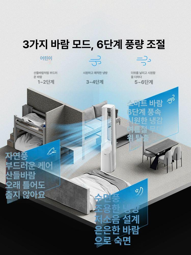 날개없는선풍기 무소음 무날개 선풍기 무소음선풍기 휴대용선풍기 미니선풍기 흰색 리모컨 기본형 - 상세 이미지 5