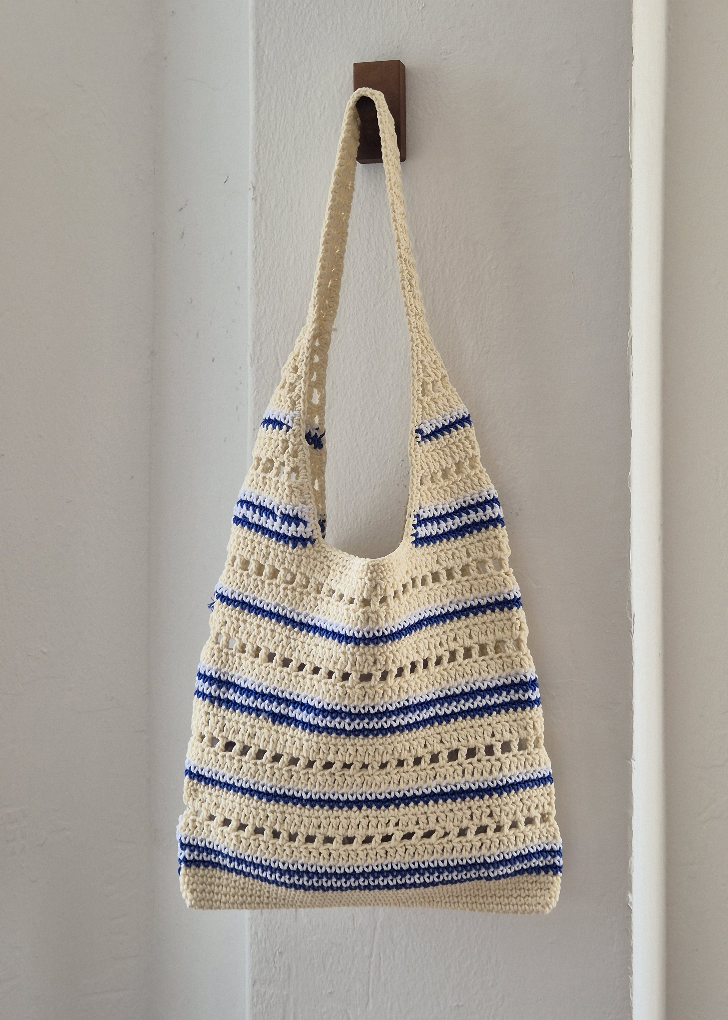 [리햅] BEST 랭킹 타임특가 마리엔 니트 숄더백 감성 스트라이프 핸드메이드 여름 크로쉐 가방