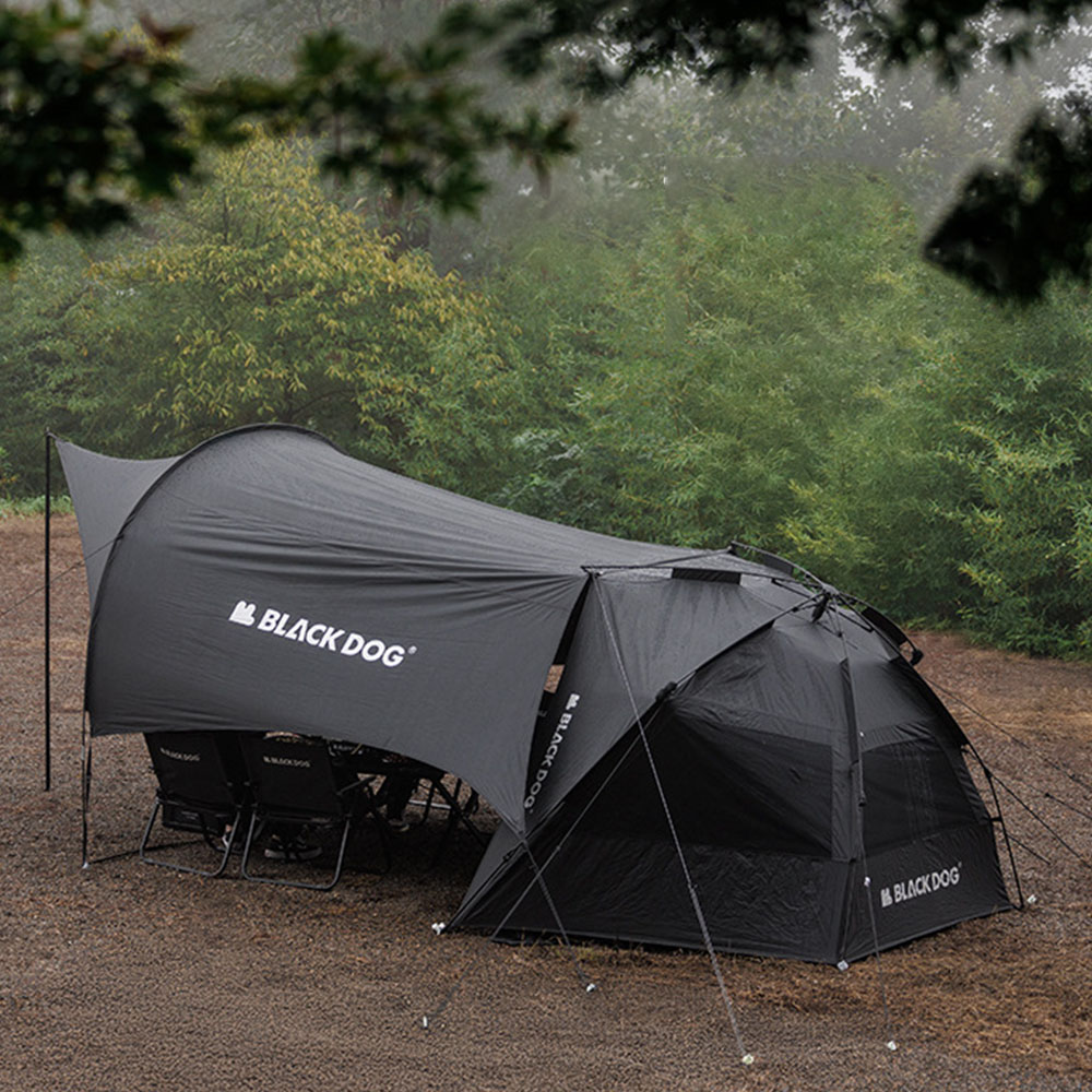 블랙독 원터치 텐트 지니쉘터 연장 타프 그늘막 블랙코팅 피크닉 낚시 비치