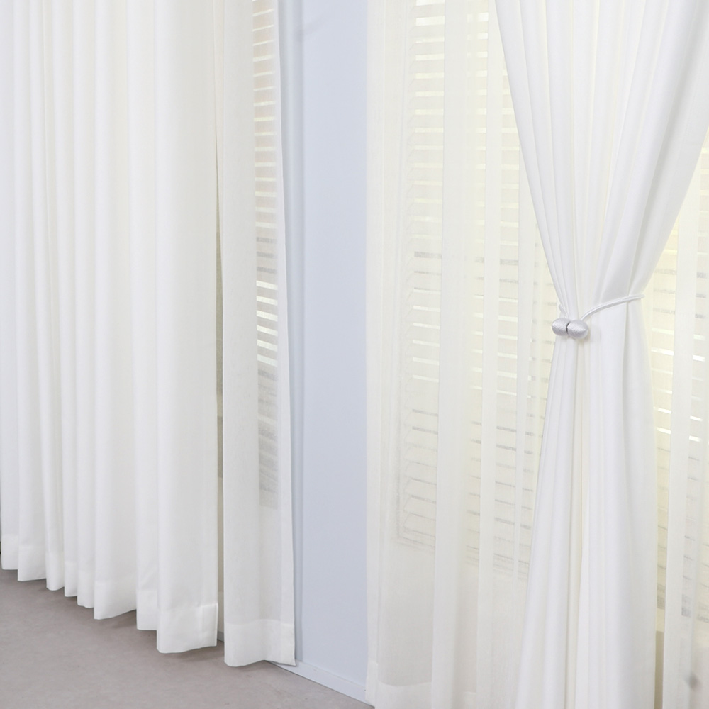 [맞춤] 스톤 항균 3중직 고밀도 암막커튼 화이트(국내산 ) 핀형/아일렛형