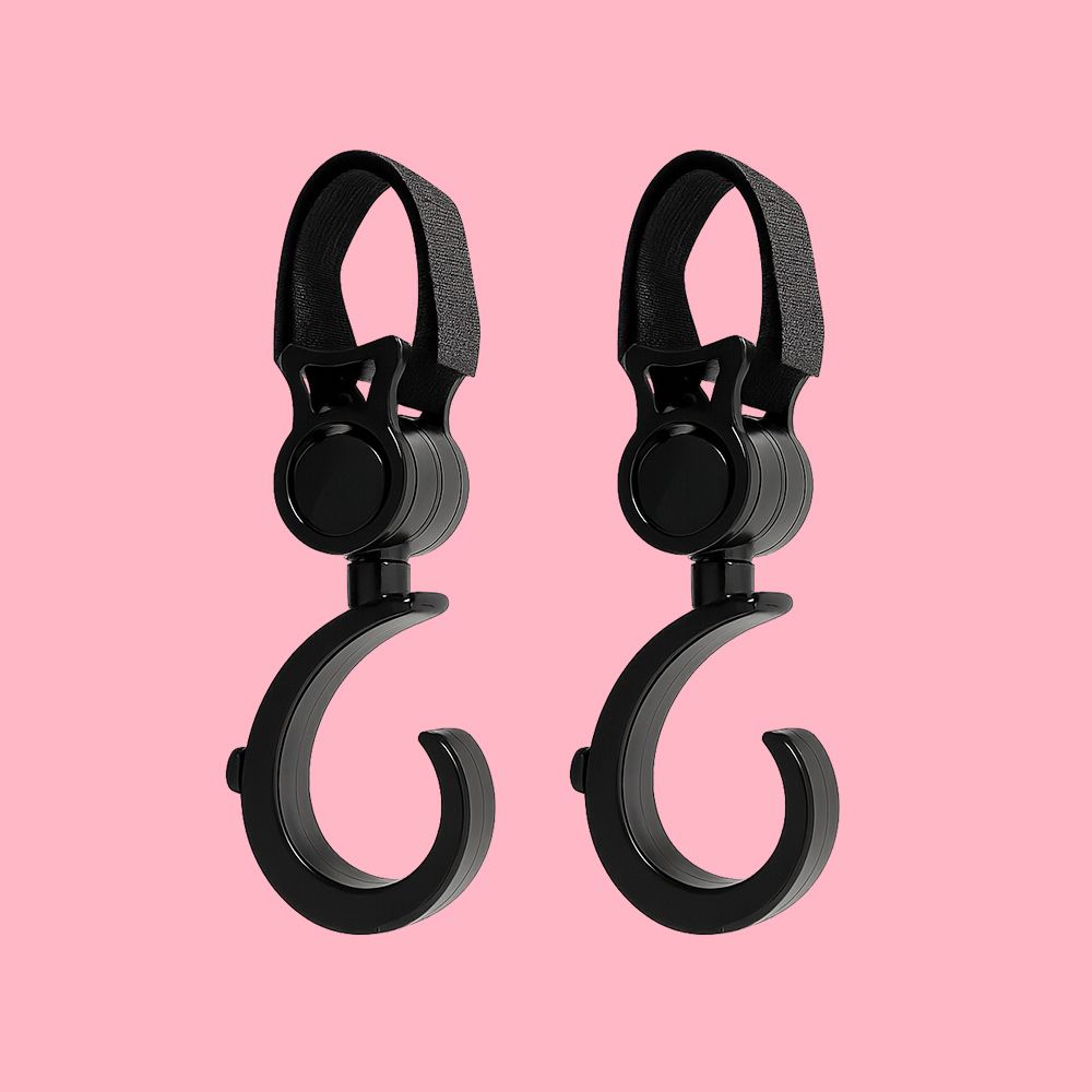 유모차가방걸이 기저귀가방 고리 2P 세트 360도 회전 후크 벨크로 스트랩 다용도 악세사리