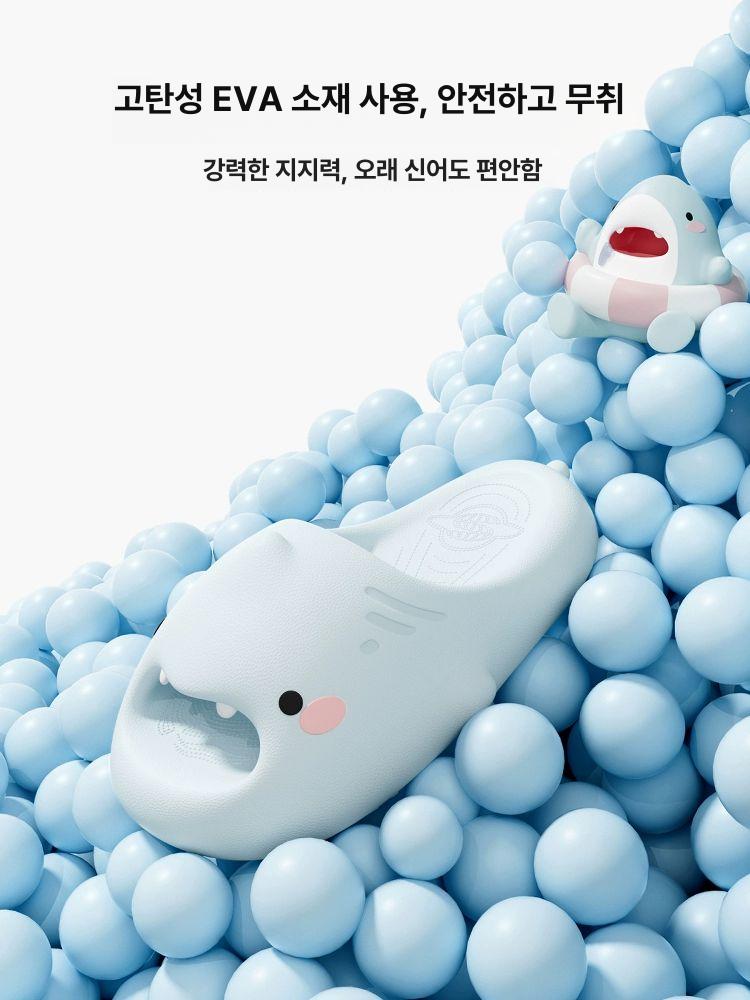 치코쿠 상어 두꺼운 바닥 겨울슬리퍼 편안한 미끄럼 방지 사무실슬리퍼 털슬리퍼 플랫폼 작은 파랑 - 상세 이미지 2