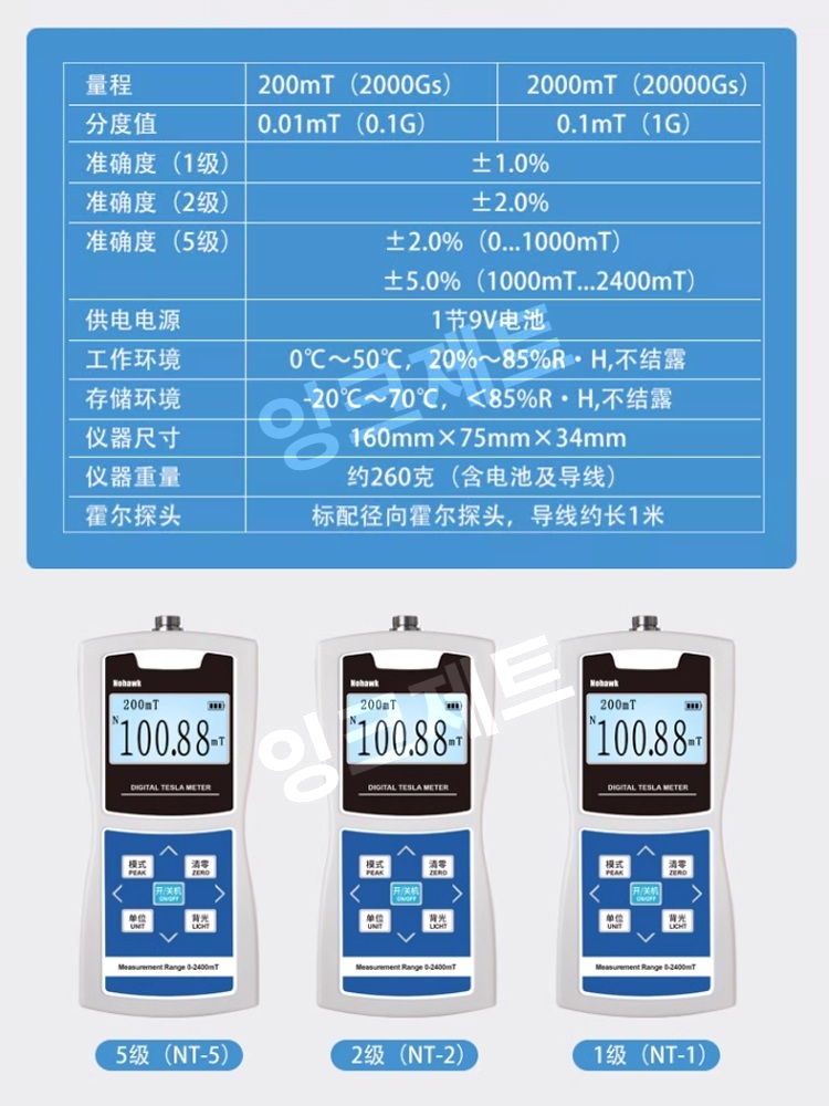 가우스측정기 레벨 메타 자기장 테슬라 필드 디지털 강도 제트 레벨2(정확도2.0%충전식배터리버전) - 상세 이미지 3