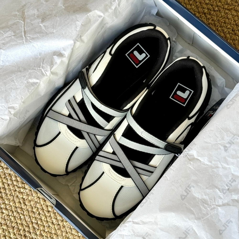 FILA 휠라 PEBBLE 메리제인 발레 슈즈 샌들 화이트 블랙 이미지 7