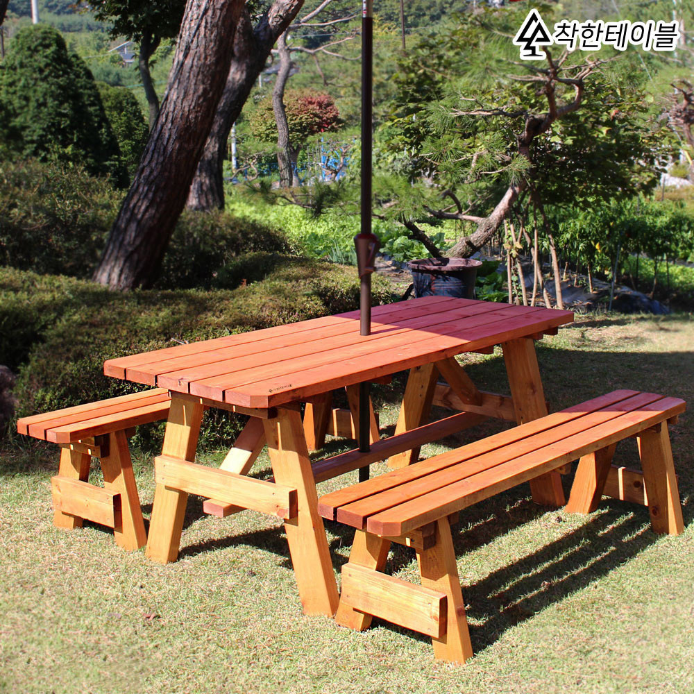 야외테이블세트 피크닉야외용 테라스편의점 정원 4인 분리형 도토리