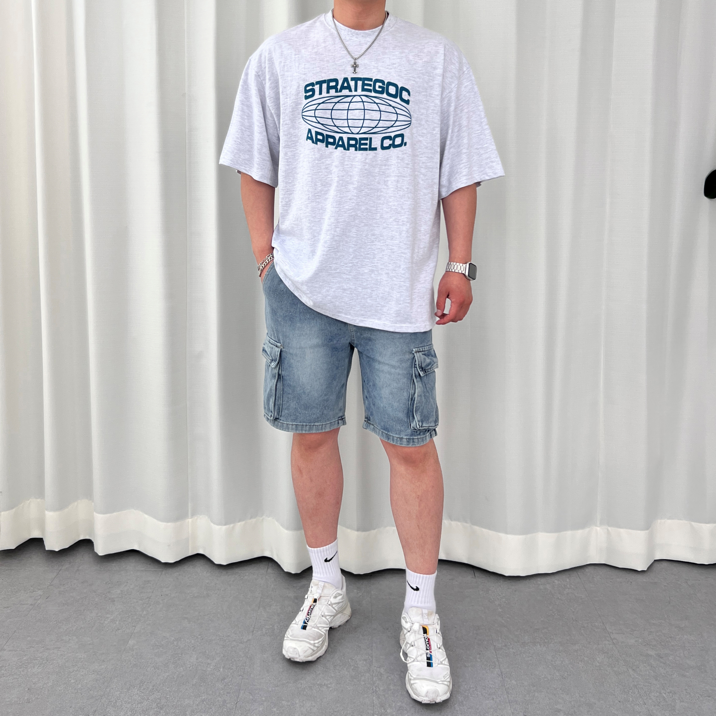 1+1 반타 RG 어패럴 로고 박스핏 오버핏 프린팅 라운드 반팔티 이미지 6