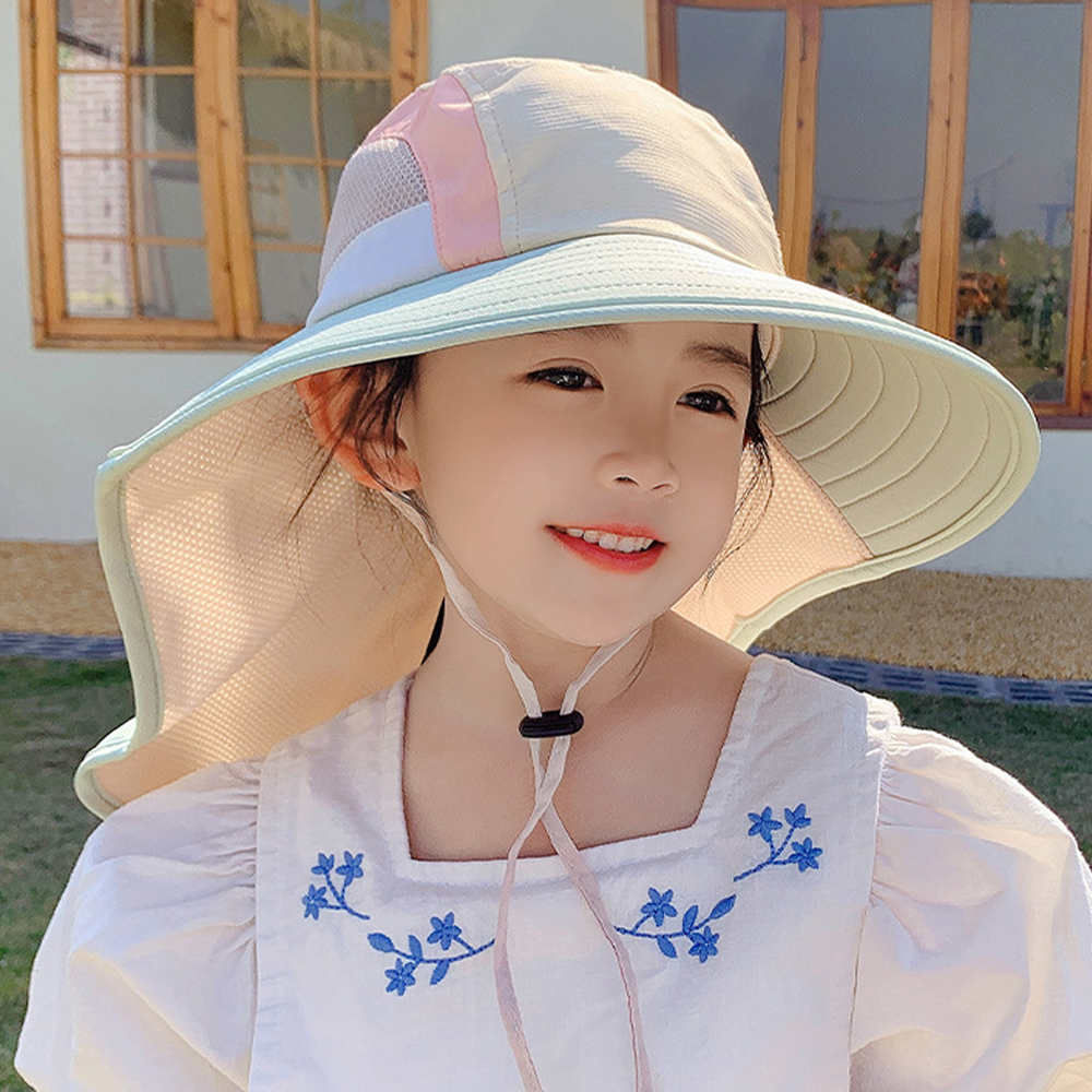 유아 아동 키즈 여아 남아 초등 학생 여름 썬 플랩 캡 모자 차양 버킷 햇 물놀이 비치 - 상세 이미지 4
