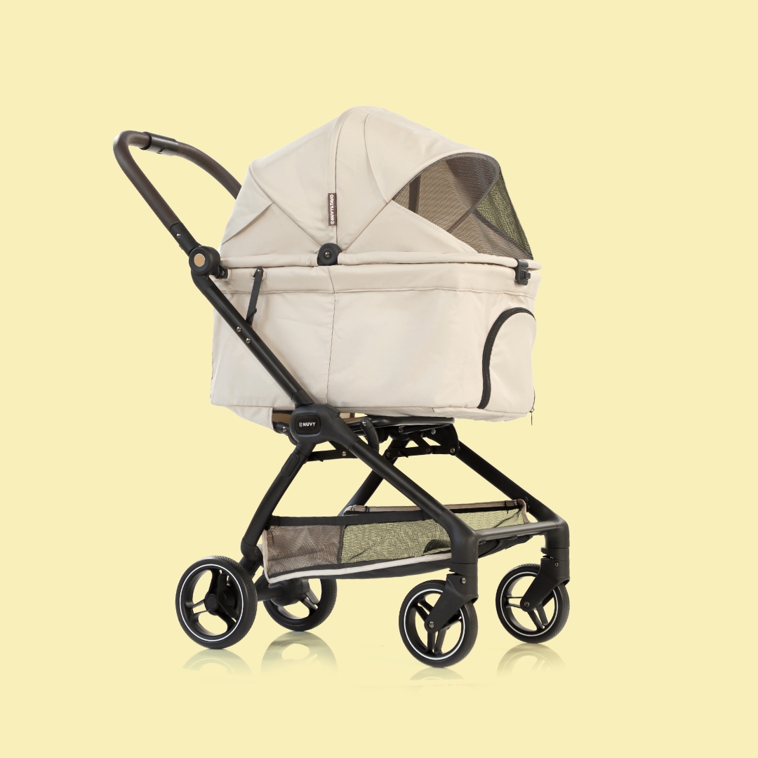 오토폴딩 강아지유모차 NUVY 누비 펫유모차 가벼운 개모차 애견 노견산책 샌드베이지, FREE(One size)
