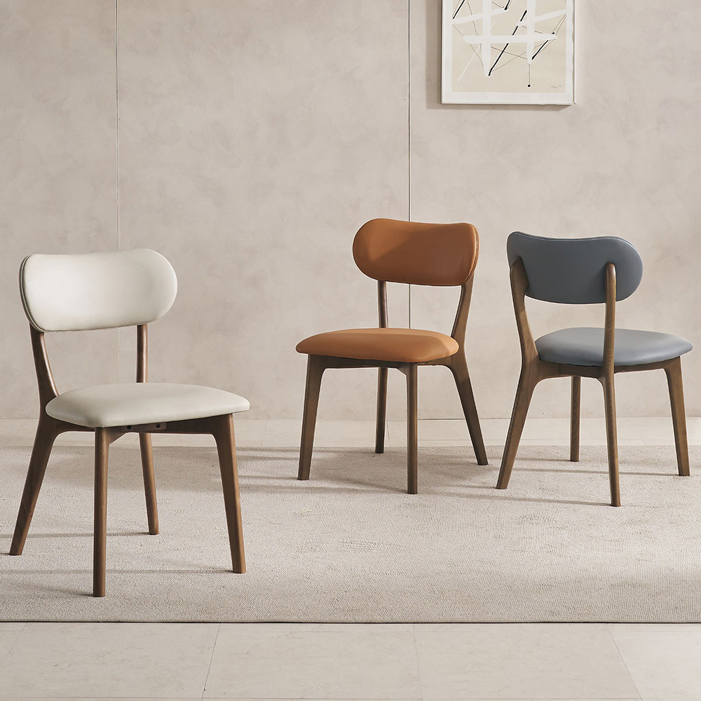 스코나 에킨스 애쉬 원목 실리콘레더 가죽 식탁 의자 다이닝체어