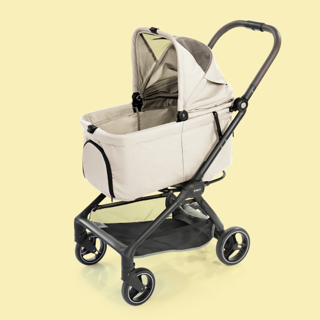 오토폴딩 강아지유모차 NUVY 누비 펫유모차 가벼운 개모차 애견 노견산책 샌드베이지, FREE(One size)