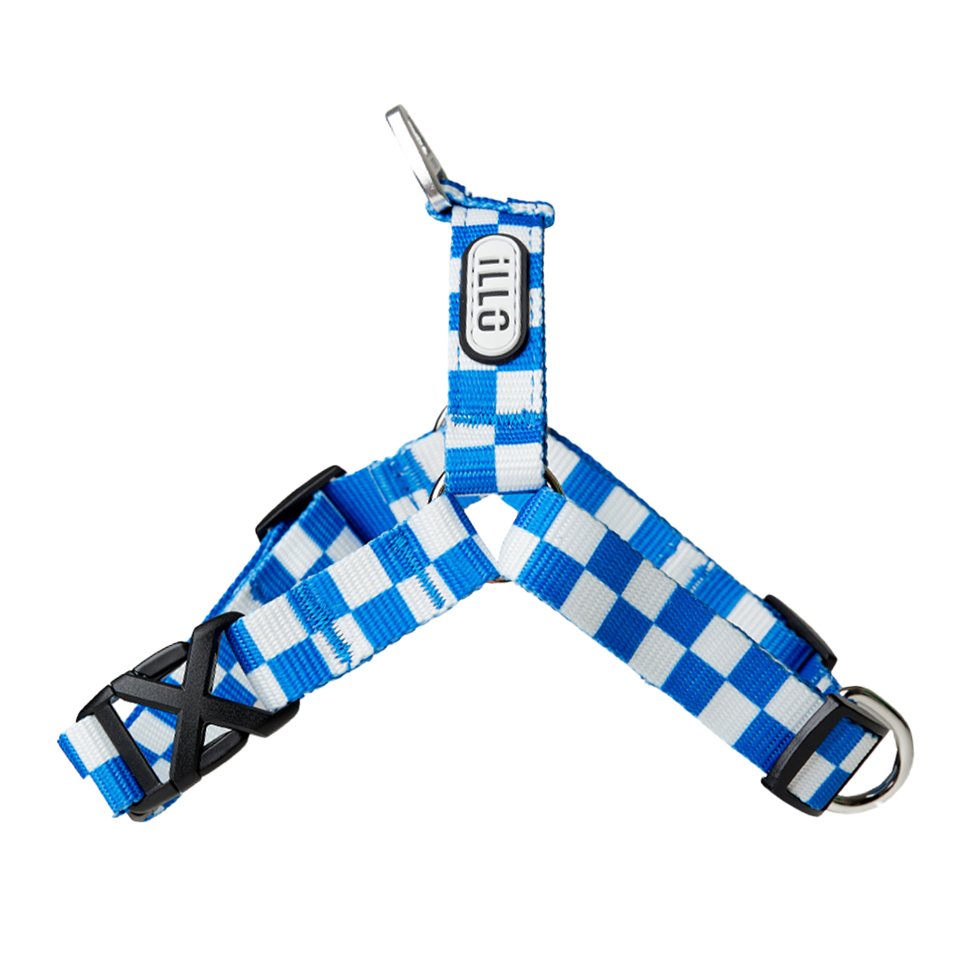 일로 텐텐 하네스 블루 (L형) 체커보드 강아지 가슴줄 반려견 소형견 중형견 S