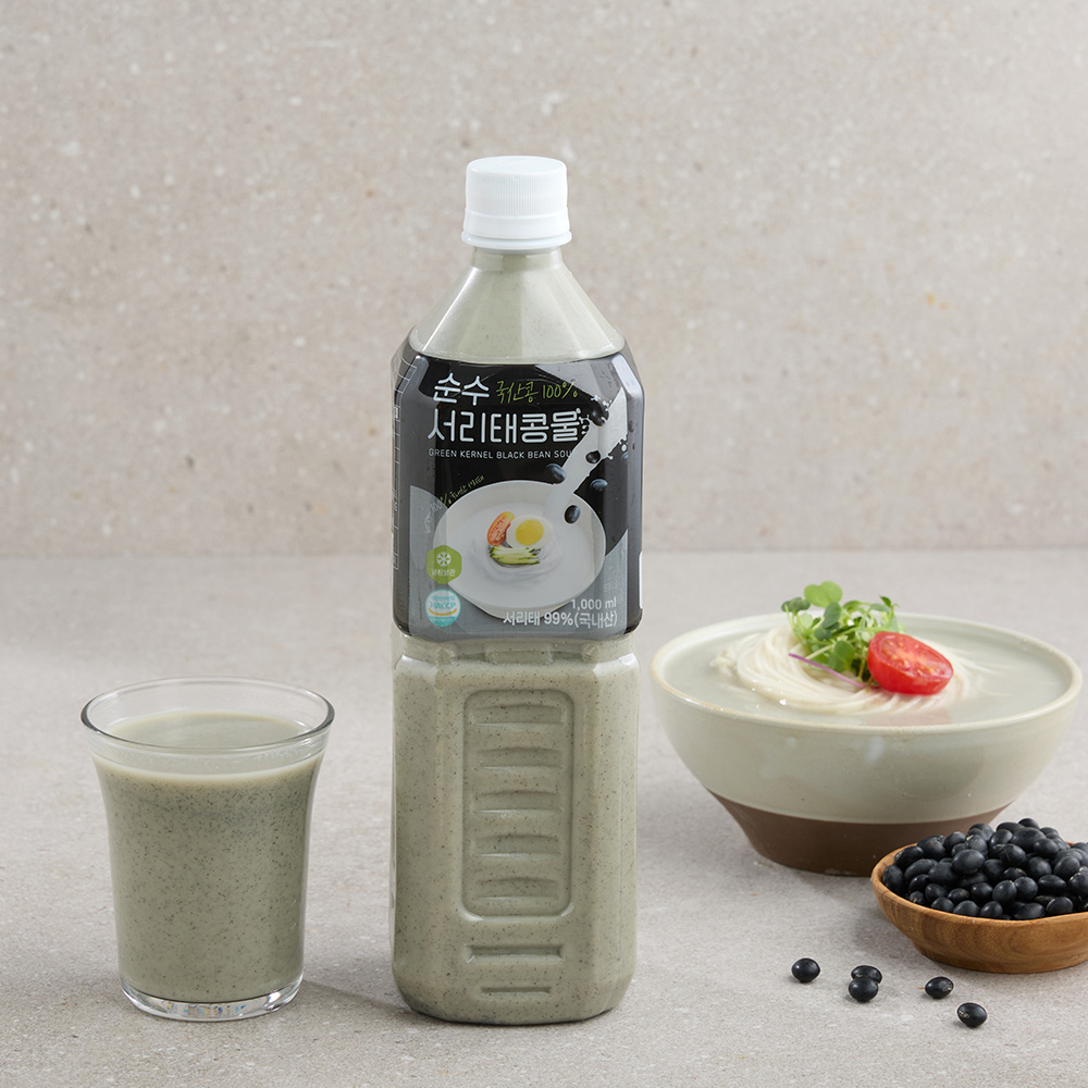 국산콩 100% 순수 콩물 3종 1L x 2병 백태 서리태 흑임자 콩국수 콩국 무가당 - 상세 이미지 3