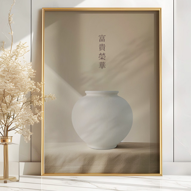 부귀영화 대형 다복 달항아리 그림 액자 거실 현관 풍수 캔버스 인테리어 개업 집들이선물 - 상세 이미지 2