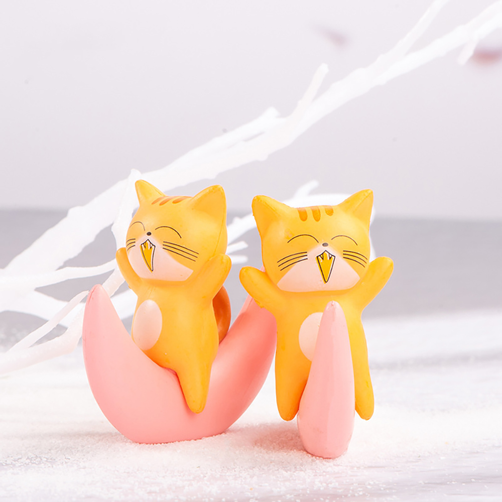 달 고양이 커플 미니어처 인테리어 장식 소품 인형 피규어 - 상세 이미지 5