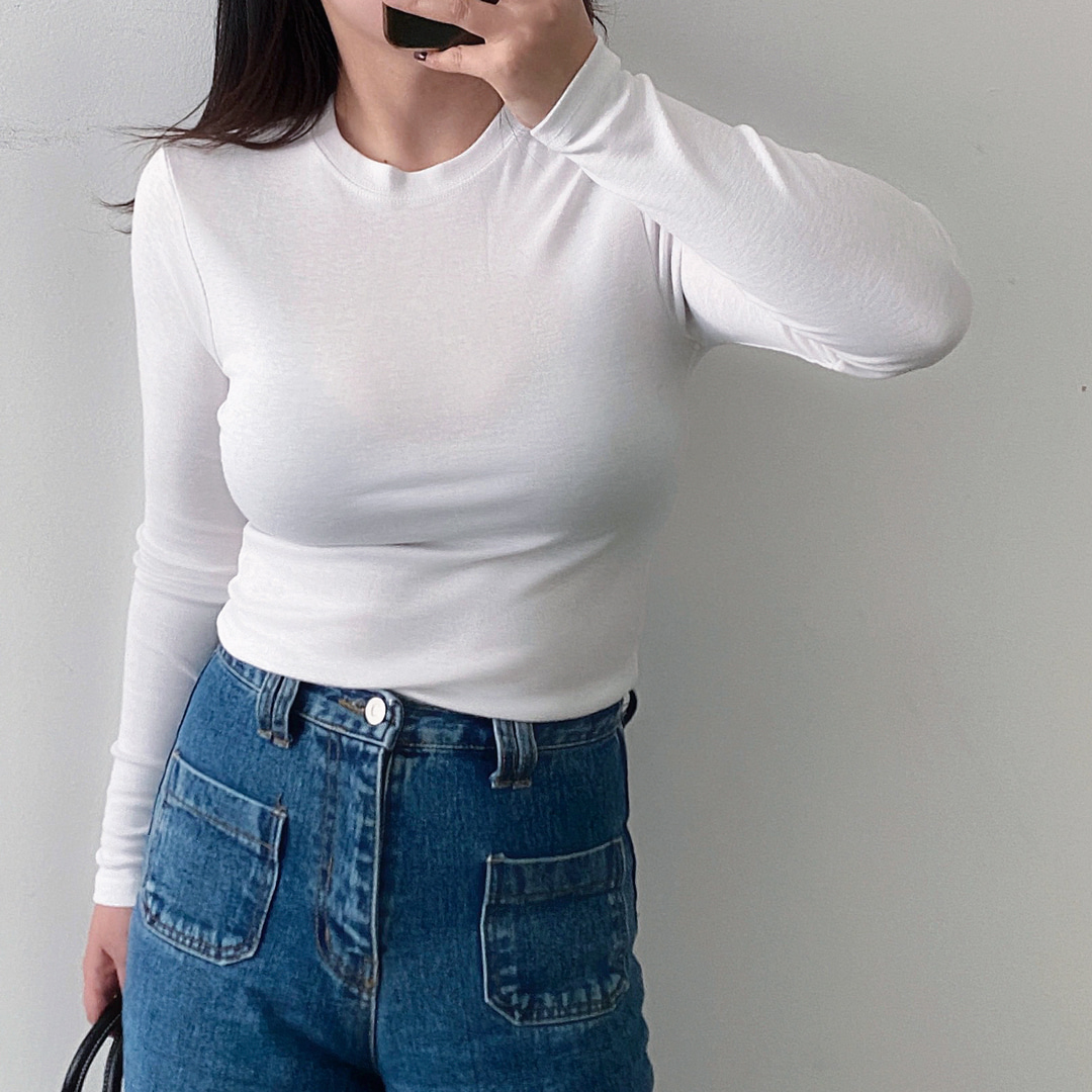 흰티 흰티셔츠 기본이너티 쫄티 - 상세 이미지 3