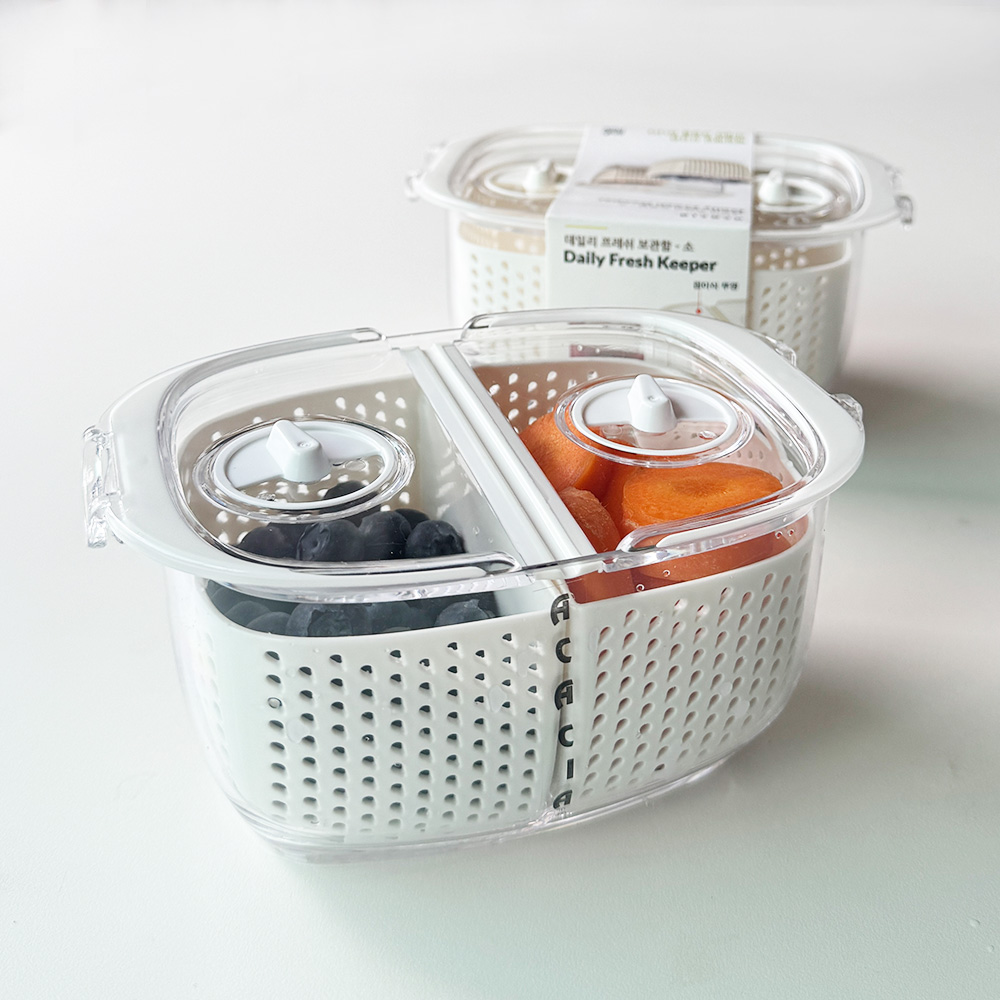 1+1 아카시아홈 야채 보관함 샐러드 밀프랩 용기 냉장고정리 480ml - 상세 이미지 4
