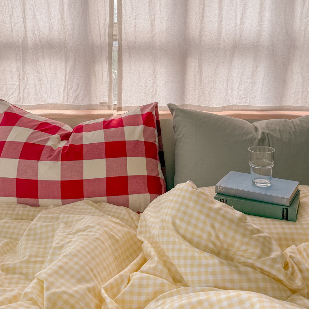 마리엔젤 코지네이트 알러지케어 먼지없는 사계절 차렵이불 SS 기숙사이불 - 레몬샤벳 체크