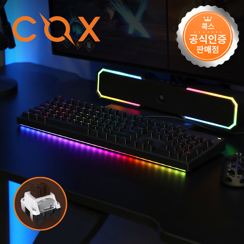 콕스 CY104K V2 카일광축 기계식 게이밍 LED 키보드 블랙, 갈축, 40g - 상품 이미지