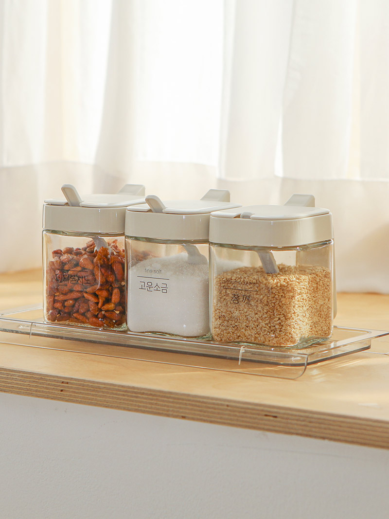 [N배송] 로망키친 아이보리 사각 스푼 양념병 300ml 4P+스티커 - 상세 이미지 5
